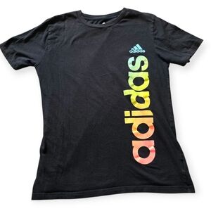 Adidas Black & Rainbow Tee, Size Youth Large 14/16